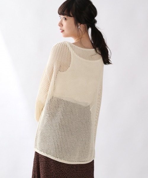 LOWRYS FARM（ローリーズファーム）の「メッシュプルオーバーＬＳ　892898（ニット/セーター・レディース・ブラック/バーガンディー/ベージュ・FREE）」の6枚目の写真