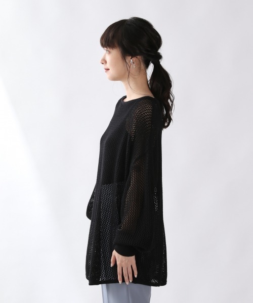 LOWRYS FARM（ローリーズファーム）の「メッシュプルオーバーＬＳ　892898（ニット/セーター・レディース・ブラック/バーガンディー/ベージュ・FREE）」の7枚目の写真