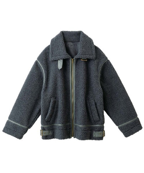 GeeRA(ジーラ)の「ライダース風ムートンボアブルゾン(ブルゾン・レディース・アイボリー/グレー・LARGE/X-LARGE/MEDIUM/XX-LARGE)」の5枚目の写真