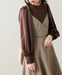 natural couture（ナチュラルクチュール）の「【WEB限定カラー有り】異素材切替たっぷりギャザースリーブプルオーバー（ニット/セーター）」