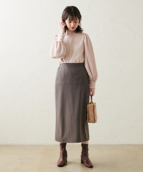 natural couture（ナチュラルクチュール）の「【WEB限定カラー有り】異素材切替たっぷりギャザースリーブプルオーバー（ニット/セーター・レディース・ブラウン/アイボリー/ラベンダー/ピンクベージュ・FREE）」の19枚目の写真