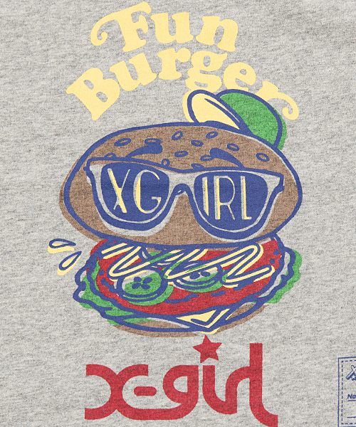 X-girl Stages（エックスガールステージス）の「S/S TEE "HAMBURGER FACE"(2T・3T)（Tシャツ/カットソー・キッズ・ホワイト/アッシュ・2T/3T）」の4枚目の写真