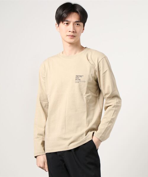 INNOCENT(イノセント)の「プリントロングスリーブTシャツ(Tシャツ/カットソー・メンズ・ホワイト/ブラック/ベージュ・MEDIUM/LARGE)」の3枚目の写真