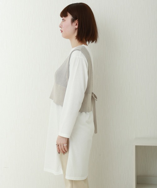 libelle more(リベル モア)の「2wayリブベスト+天竺ロンT セット(Tシャツ/カットソー・レディース・グレイッシュベージュ/ブラック/モカ/ラベンダー・M)」の13枚目の写真