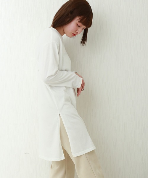 libelle more(リベル モア)の「2wayリブベスト+天竺ロンT セット(Tシャツ/カットソー・レディース・グレイッシュベージュ/ブラック/モカ/ラベンダー・M)」の14枚目の写真