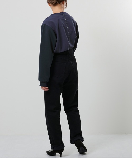 M nort（エムノート）の「【わたなべ麻衣プロデュース】ドッキングバックデザイントップス（Tシャツ/カットソー・レディース・ネイビー・FREE）」の4枚目の写真