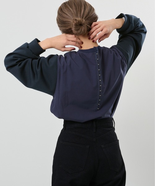 M nort（エムノート）の「【わたなべ麻衣プロデュース】ドッキングバックデザイントップス（Tシャツ/カットソー・レディース・ネイビー・FREE）」の19枚目の写真