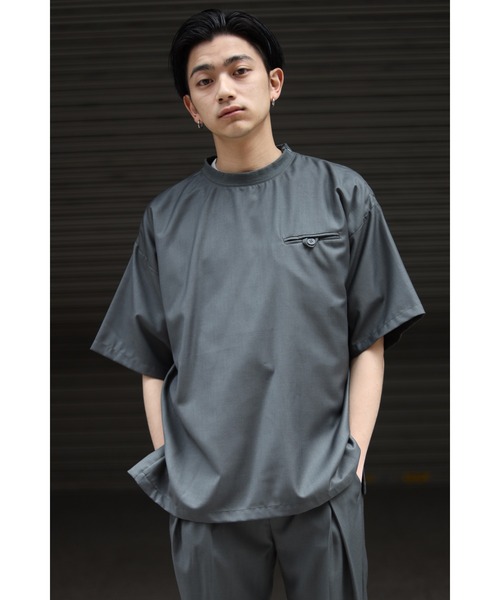 CREARE -LINO-（クレアーレリノ）の「TR胸ポケット プルオーバーオーバーシャツ<セットアップ>（シャツ/ブラウス・メンズ・ブラック/カーキ/グレイッシュベージュ・M/L）」の3枚目の写真