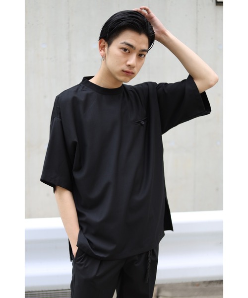 CREARE -LINO-（クレアーレリノ）の「TR胸ポケット プルオーバーオーバーシャツ<セットアップ>（シャツ/ブラウス・メンズ・ブラック/カーキ/グレイッシュベージュ・M/L）」の2枚目の写真