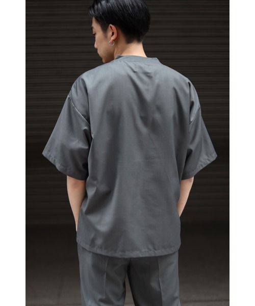 CREARE -LINO-（クレアーレリノ）の「TR胸ポケット プルオーバーオーバーシャツ<セットアップ>（シャツ/ブラウス・メンズ・ブラック/カーキ/グレイッシュベージュ・M/L）」の10枚目の写真