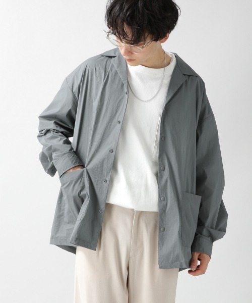 RAGEBLUE（レイジブルー）の「オープンカラー/ルーズシャツカーディガン/941616（シャツ/ブラウス・メンズ・ブラック/グリーン系その他・MEDIUM/LARGE）」の9枚目の写真