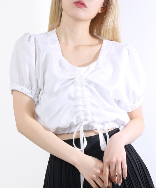 WC（ダブル シー）の「ギンガムドロストショートトップス（シャツ/ブラウス・レディース・その他1/サックスブルー/ホワイト/レッド/ブラック・FREE）」の2枚目の写真