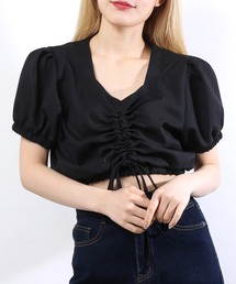 WC | ギンガムドロストショートトップス(シャツ/ブラウス)