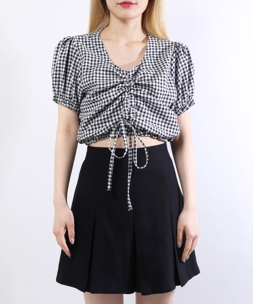 WC（ダブル シー）の「ギンガムドロストショートトップス（シャツ/ブラウス・レディース・その他1/サックスブルー/ホワイト/レッド/ブラック・FREE）」の8枚目の写真