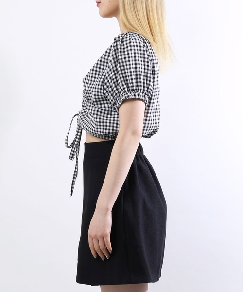 WC（ダブル シー）の「ギンガムドロストショートトップス（シャツ/ブラウス・レディース・その他1/サックスブルー/ホワイト/レッド/ブラック・FREE）」の7枚目の写真