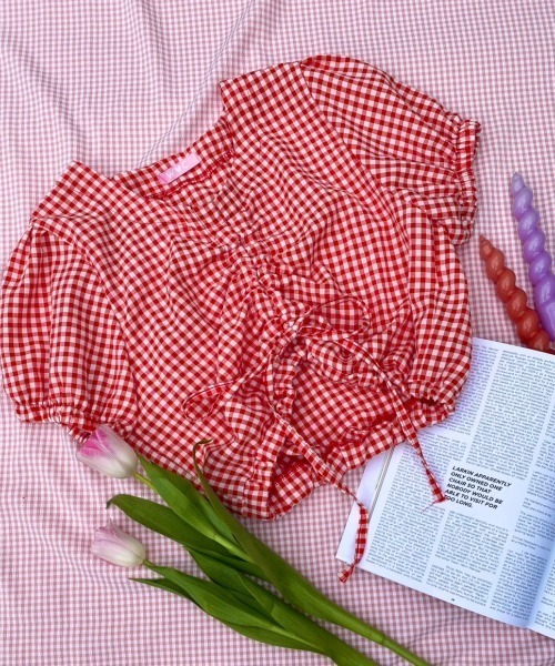 WC（ダブル シー）の「ギンガムドロストショートトップス（シャツ/ブラウス・レディース・その他1/サックスブルー/ホワイト/レッド/ブラック・FREE）」の18枚目の写真