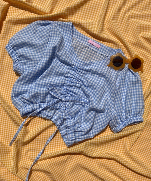 WC（ダブル シー）の「ギンガムドロストショートトップス（シャツ/ブラウス・レディース・その他1/サックスブルー/ホワイト/レッド/ブラック・FREE）」の15枚目の写真