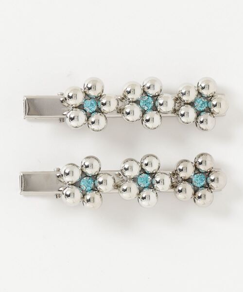 WEGO（ウィゴー）の「WEGO/【2点セット】メタルフラワークリップ（バレッタ/ヘアクリップ・レディース・レッド/シルバー/ブルー・FREE）」の3枚目の写真