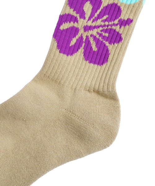 X-girl（エックスガール）の「HIBISCUS RIB SOCKS（ソックス/靴下・レディース・ホワイト/ブラック/ベージュ/ブルー・ONE SIZE）」の7枚目の写真