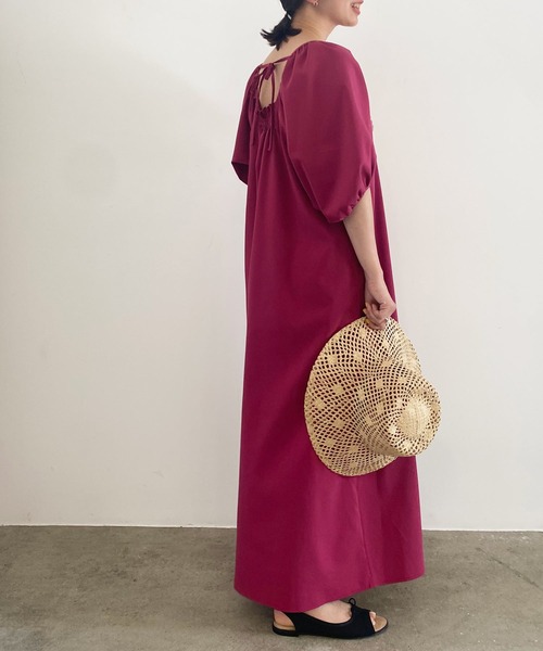 MADEMOISELLE ROPE'（マドモアゼル ロペ）の「【2WAY】ボリュームスリーブロングワンピース（ワンピース・レディース・ワイン/グリーン系その他/ブラック・38）」の10枚目の写真