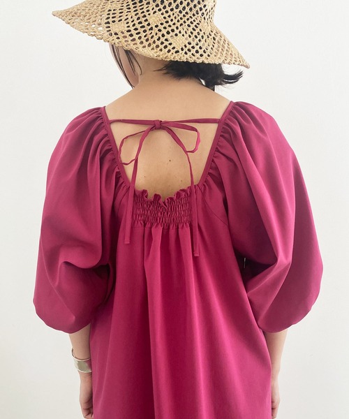 MADEMOISELLE ROPE'（マドモアゼル ロペ）の「【2WAY】ボリュームスリーブロングワンピース（ワンピース・レディース・ワイン/グリーン系その他/ブラック・38）」の11枚目の写真