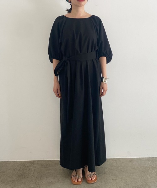 MADEMOISELLE ROPE'（マドモアゼル ロペ）の「【2WAY】ボリュームスリーブロングワンピース（ワンピース・レディース・ワイン/グリーン系その他/ブラック・38）」の14枚目の写真