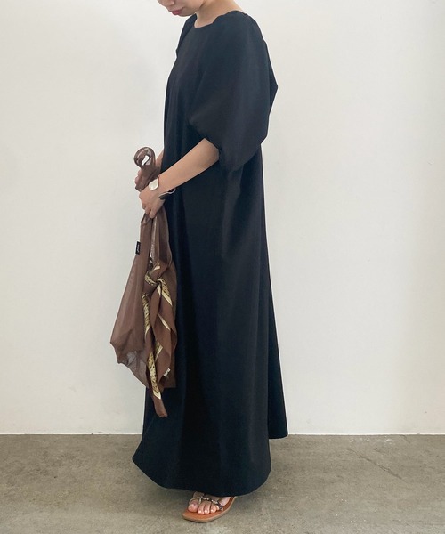 MADEMOISELLE ROPE'（マドモアゼル ロペ）の「【2WAY】ボリュームスリーブロングワンピース（ワンピース・レディース・ワイン/グリーン系その他/ブラック・38）」の15枚目の写真