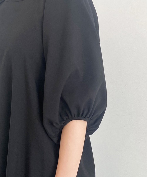 MADEMOISELLE ROPE'（マドモアゼル ロペ）の「【2WAY】ボリュームスリーブロングワンピース（ワンピース・レディース・ワイン/グリーン系その他/ブラック・38）」の5枚目の写真