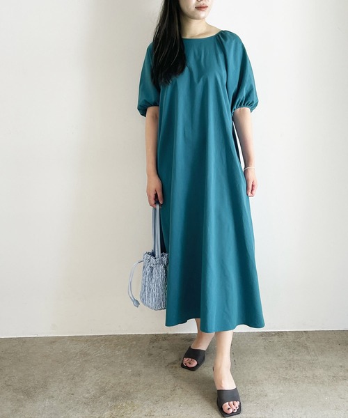 MADEMOISELLE ROPE'（マドモアゼル ロペ）の「【2WAY】ボリュームスリーブロングワンピース（ワンピース・レディース・ワイン/グリーン系その他/ブラック・38）」の8枚目の写真