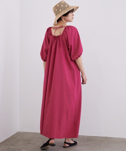 MADEMOISELLE ROPE'（マドモアゼル ロペ）の「【2WAY】ボリュームスリーブロングワンピース（ワンピース・レディース・ワイン/グリーン系その他/ブラック・38）」の21枚目の写真