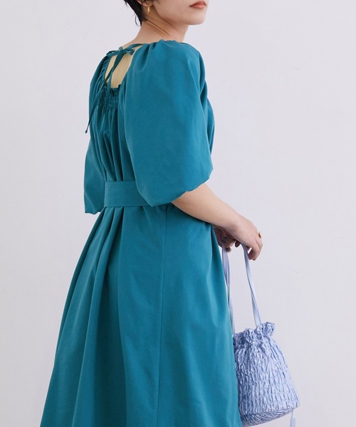 MADEMOISELLE ROPE'（マドモアゼル ロペ）の「【2WAY】ボリュームスリーブロングワンピース（ワンピース・レディース・ワイン/グリーン系その他/ブラック・38）」の22枚目の写真