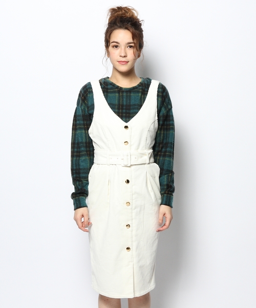 KIKKA THE DIARY OF（キッカ　ザ　ダイアリー　オブ）の「ソフトコーデュロイワンピース（ワンピース・レディース・アイボリー/ネイビー・38/36）」の13枚目の写真