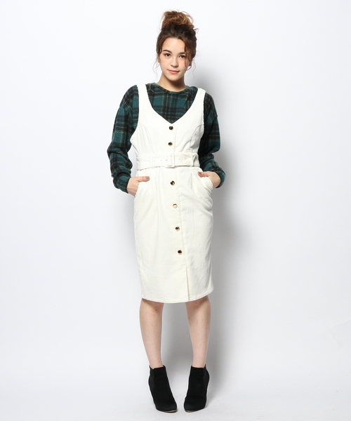 KIKKA THE DIARY OF（キッカ　ザ　ダイアリー　オブ）の「ソフトコーデュロイワンピース（ワンピース・レディース・アイボリー/ネイビー・38/36）」の10枚目の写真