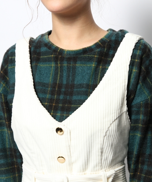 KIKKA THE DIARY OF（キッカ　ザ　ダイアリー　オブ）の「ソフトコーデュロイワンピース（ワンピース・レディース・アイボリー/ネイビー・38/36）」の9枚目の写真