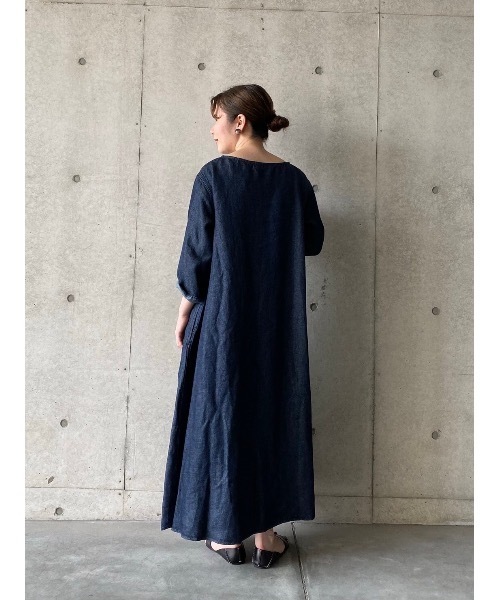 BEARDSLEY（ビアズリー）の「リネンデニムフレアワンピース（ワンピース・レディース・インディゴブルー・FREE）」の7枚目の写真