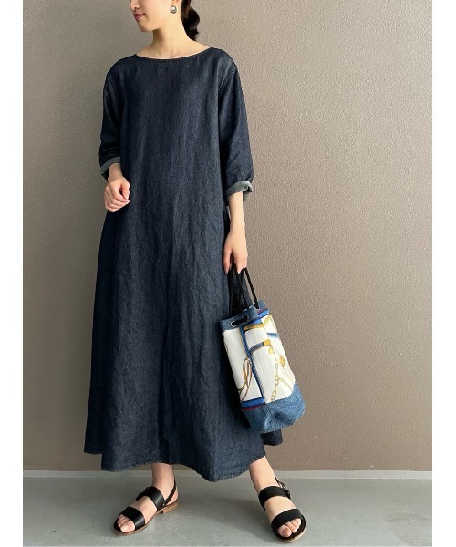 BEARDSLEY（ビアズリー）の「リネンデニムフレアワンピース（ワンピース・レディース・インディゴブルー・FREE）」の11枚目の写真