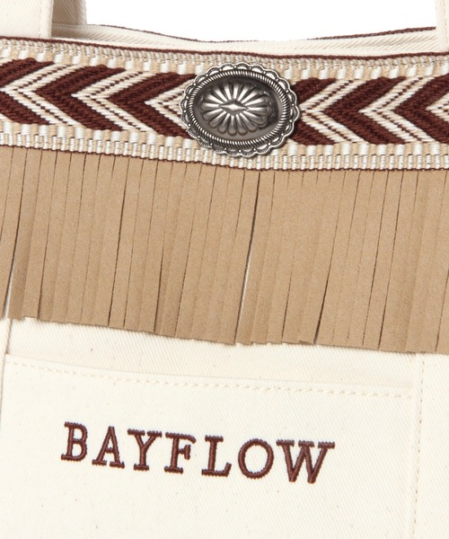 BAYFLOW(ベイフロー)の「フリンジロゴトートM(トートバッグ・レディース・インディゴブルー/ナチュラル・FREE)」の15枚目の写真