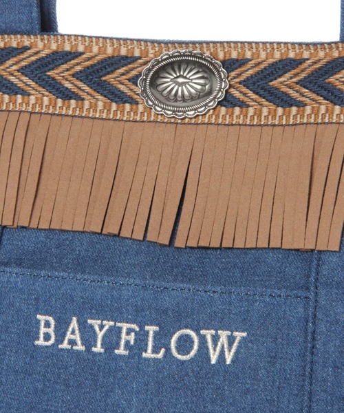 BAYFLOW(ベイフロー)の「フリンジロゴトートM(トートバッグ・レディース・インディゴブルー/ナチュラル・FREE)」の16枚目の写真