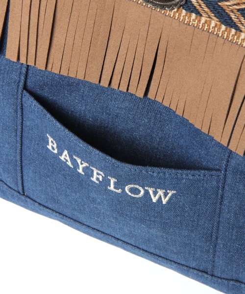 BAYFLOW(ベイフロー)の「フリンジロゴトートM(トートバッグ・レディース・インディゴブルー/ナチュラル・FREE)」の17枚目の写真