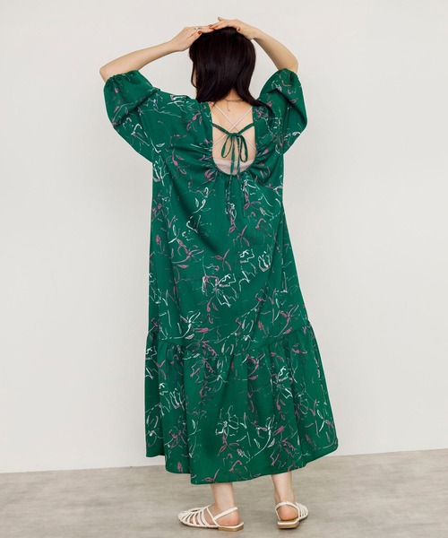 セール ワンピース W Closet ダブルクローゼット のファッション バックオープンプリントワンピース ワンピース W