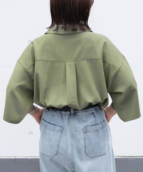 PairPair（ペアペア）の「ダブルポケットルーズシャツ（ユニセックス）（シャツ/ブラウス・メンズ・カーキ/アイボリー/グレイッシュブルー・MEDIUM/LARGE）」の10枚目の写真