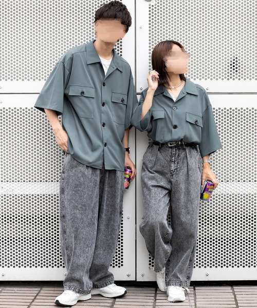 PairPair（ペアペア）の「ダブルポケットルーズシャツ（ユニセックス）（シャツ/ブラウス・メンズ・カーキ/アイボリー/グレイッシュブルー・MEDIUM/LARGE）」の14枚目の写真