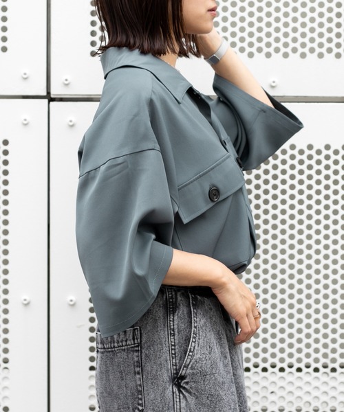 PairPair（ペアペア）の「ダブルポケットルーズシャツ（ユニセックス）（シャツ/ブラウス・メンズ・カーキ/アイボリー/グレイッシュブルー・MEDIUM/LARGE）」の18枚目の写真