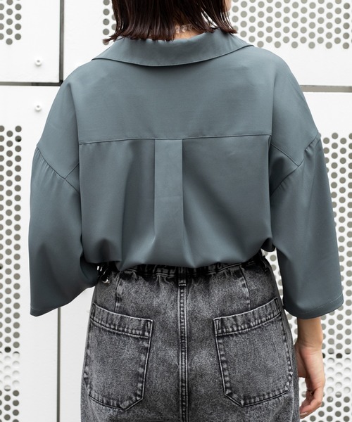 PairPair（ペアペア）の「ダブルポケットルーズシャツ（ユニセックス）（シャツ/ブラウス・メンズ・カーキ/アイボリー/グレイッシュブルー・MEDIUM/LARGE）」の19枚目の写真