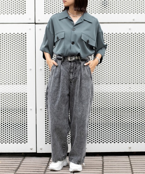 PairPair（ペアペア）の「ダブルポケットルーズシャツ（ユニセックス）（シャツ/ブラウス・メンズ・カーキ/アイボリー/グレイッシュブルー・MEDIUM/LARGE）」の16枚目の写真