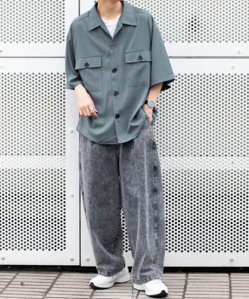 PairPair（ペアペア）の「ダブルポケットルーズシャツ（ユニセックス）（シャツ/ブラウス・メンズ・カーキ/アイボリー/グレイッシュブルー・MEDIUM/LARGE）」の20枚目の写真