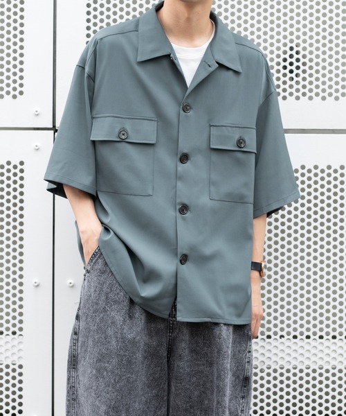 PairPair（ペアペア）の「ダブルポケットルーズシャツ（ユニセックス）（シャツ/ブラウス・メンズ・カーキ/アイボリー/グレイッシュブルー・MEDIUM/LARGE）」の21枚目の写真