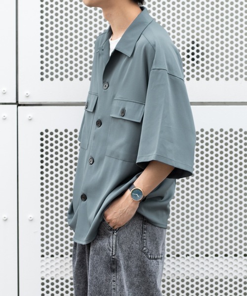 PairPair（ペアペア）の「ダブルポケットルーズシャツ（ユニセックス）（シャツ/ブラウス・メンズ・カーキ/アイボリー/グレイッシュブルー・MEDIUM/LARGE）」の22枚目の写真