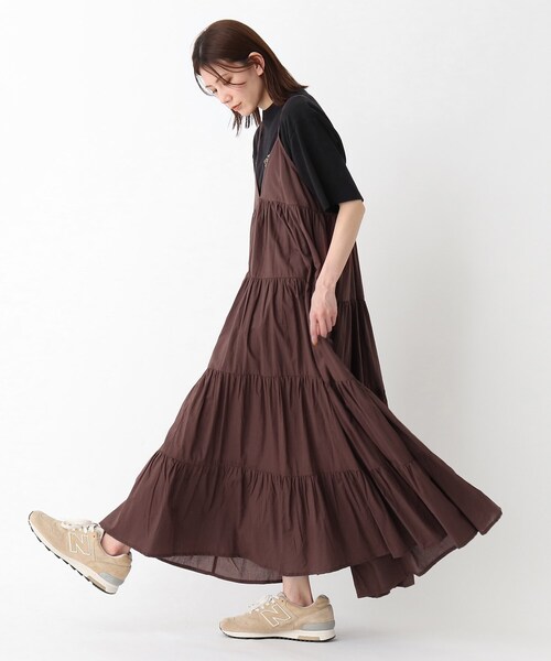BASECONTROL(ベースコントロール)の「◆【WEB限定】ティアード マキシ丈 キャミワンピース(ワンピース・レディース・ブラック/ダークブラウン/ダークオレンジ・99)」の3枚目の写真