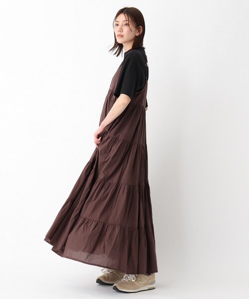 BASECONTROL(ベースコントロール)の「◆【WEB限定】ティアード マキシ丈 キャミワンピース(ワンピース・レディース・ブラック/ダークブラウン/ダークオレンジ・99)」の5枚目の写真